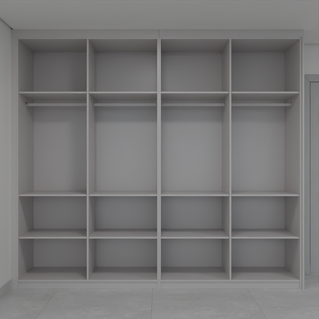 Armário Quarto 8 Portas de Giro Cinza Cobalto (Sudoeste / Vale do Sereno – Apt 01 04 05 06 09 10)