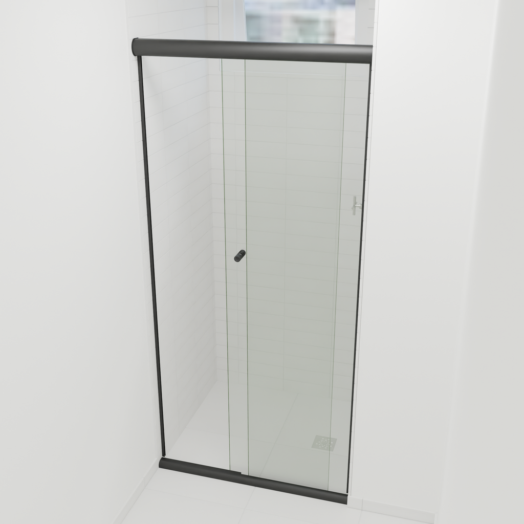 Box de Vidro Incolor Temperado com Perfil Preto