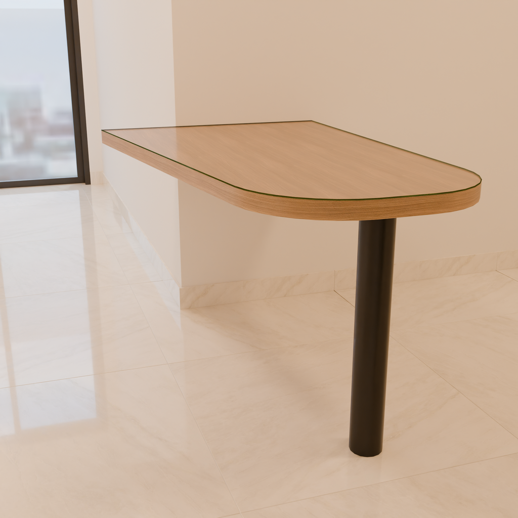 Mesa de Jantar 140 x 90 x 80 cm (LxPxA) Amadeirada + Tampo de Vidro