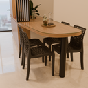 Mesa de Jantar 140 x 90 x 80 cm (LxPxA) Amadeirada + Tampo de Vidro