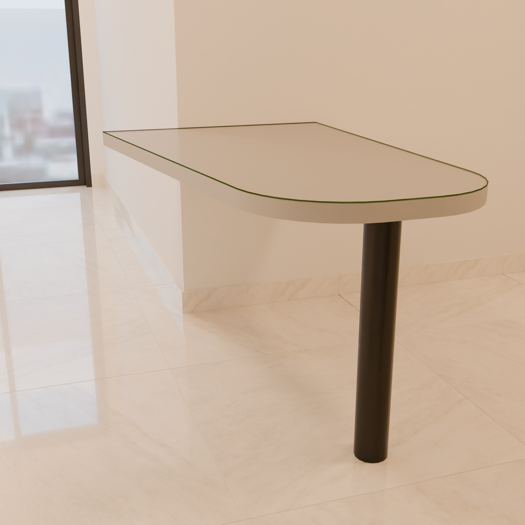 Mesa de Jantar 140 x 90 x 80cm (LxPxA) Cinza Fossil + Tampo de Vidro