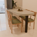 Mesa de Jantar 140 x 90 x 80cm (LxPxA) Cinza Fossil + Tampo de Vidro