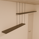 Prateleira Dupla com suporte de Metal 20x120x3 cm + 20x200x3 cm (PxLxE) MDF Carbono