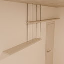 Prateleira Dupla com suporte de Metal 20x120x3 cm + 20x200x3 cm (PxLxE) MDF Cinza Fossil