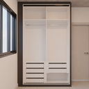 Armário Quarto 2 portas de correr 1 espelho 6 gavetas Carbono, Cinza e Branco TX (Sudoeste / Contorno – Apt 05 06 Pav 03 04 05)