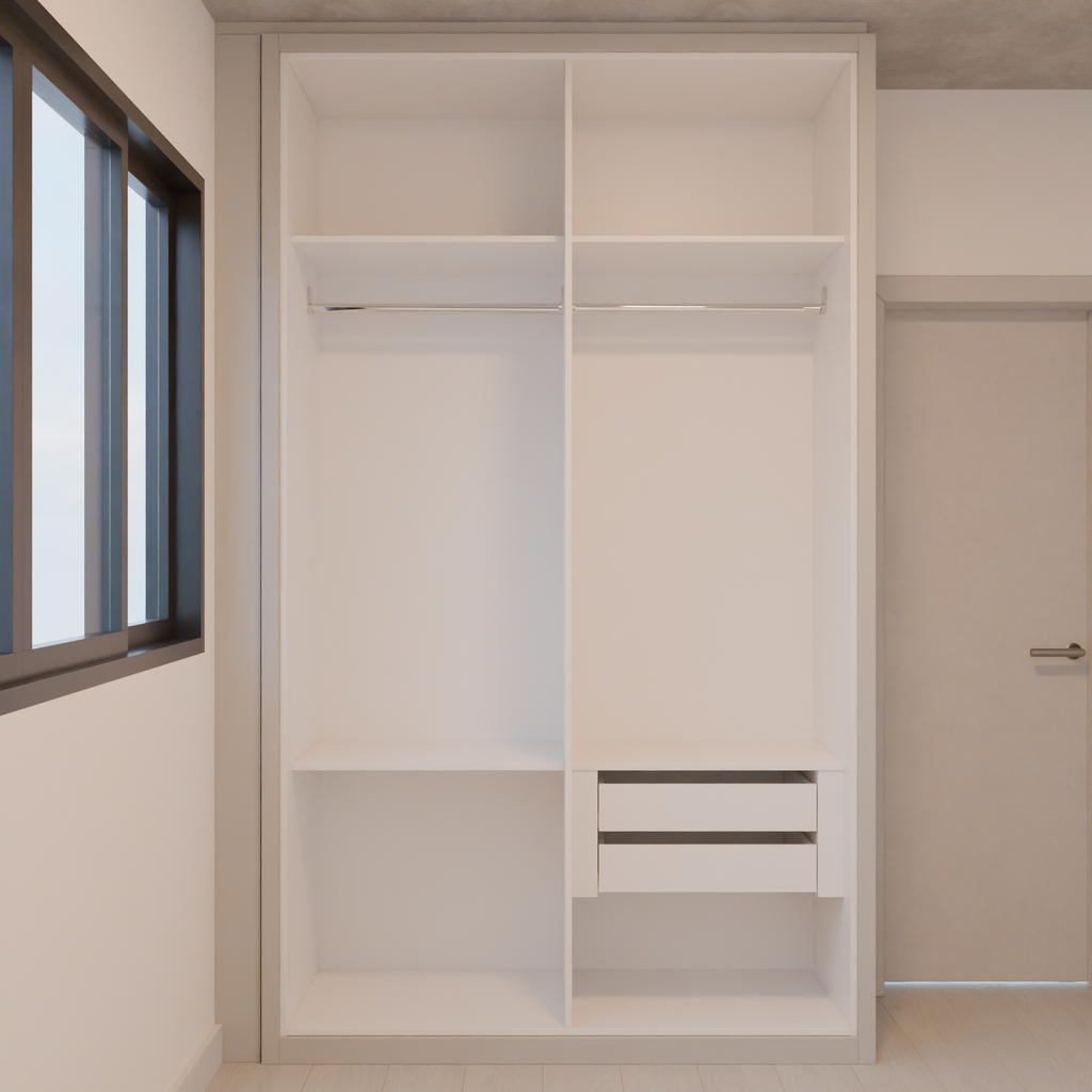 Armário Quarto 4 portas de giro Cinza Fossil (Sudoeste / Contorno – Apt 05 06 Pav 03 04 05)