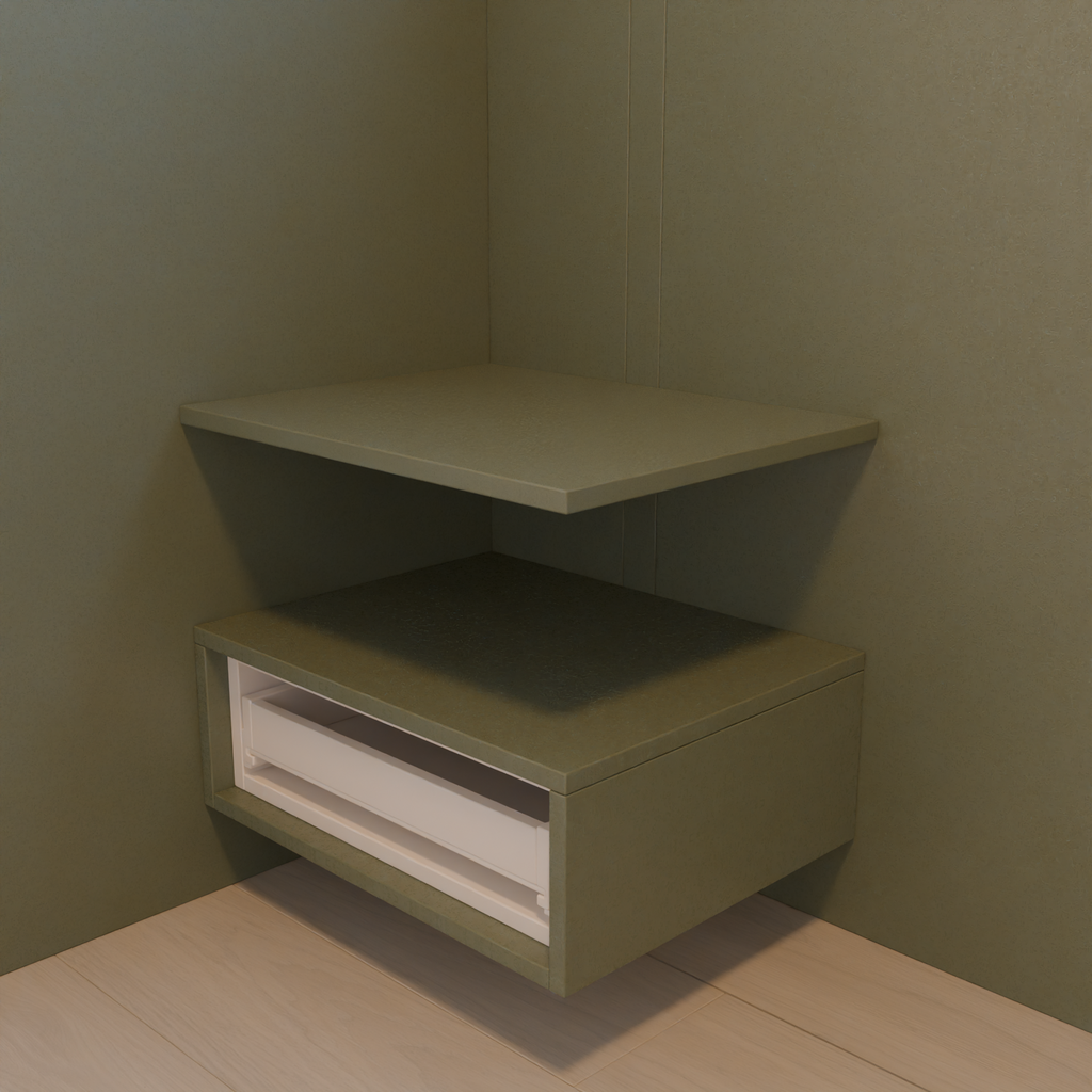 Mesa Cabeceira MDF com Prateleira e 1 Gaveta Verde (Sudoeste / Contorno – Apt 05 06 Pav 03 04 05)