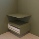 Mesa Cabeceira MDF com Prateleira e 1 Gaveta Verde (Sudoeste / Contorno – Apt 05 06 Pav 03 04 05)