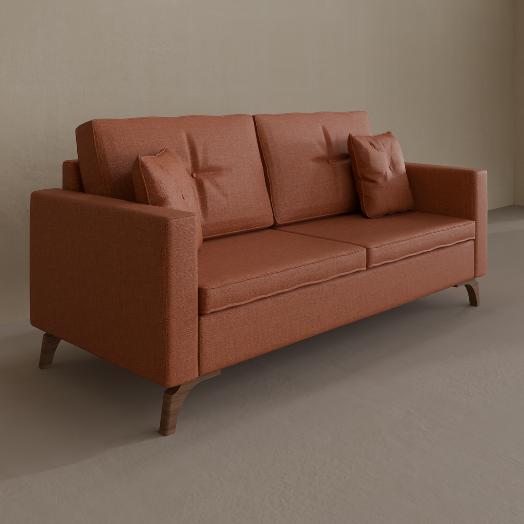 Sofá Viena 1,90 m Linho Terracota Cor 1368 com dois braços de 15cm de largura