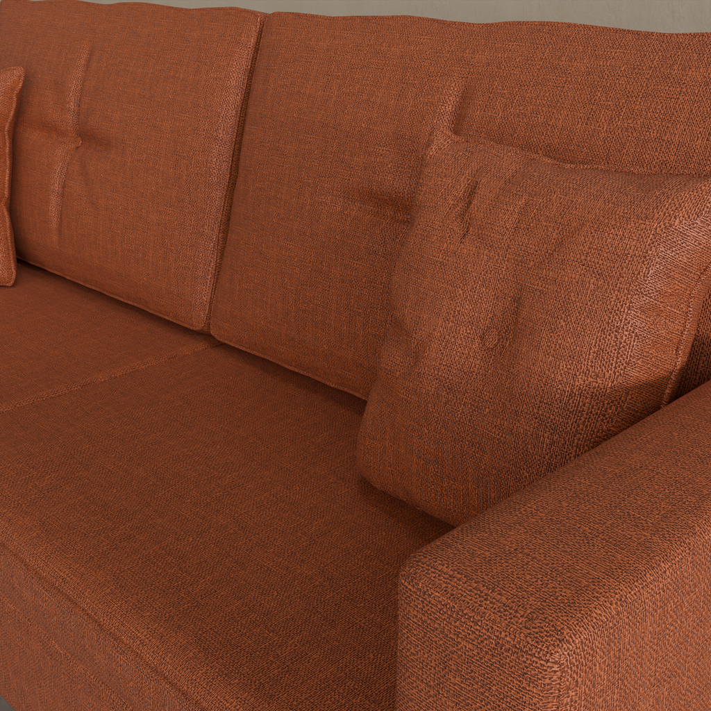 Sofá Viena 1,90 m Linho Terracota Cor 1368 com dois braços de 15cm de largura