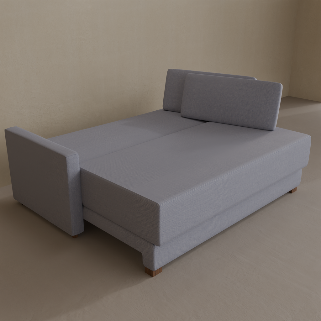 Sofá Cama Caique 2,00 m Linho Cinza Claro 1366 com dois braços de 10cm de largura