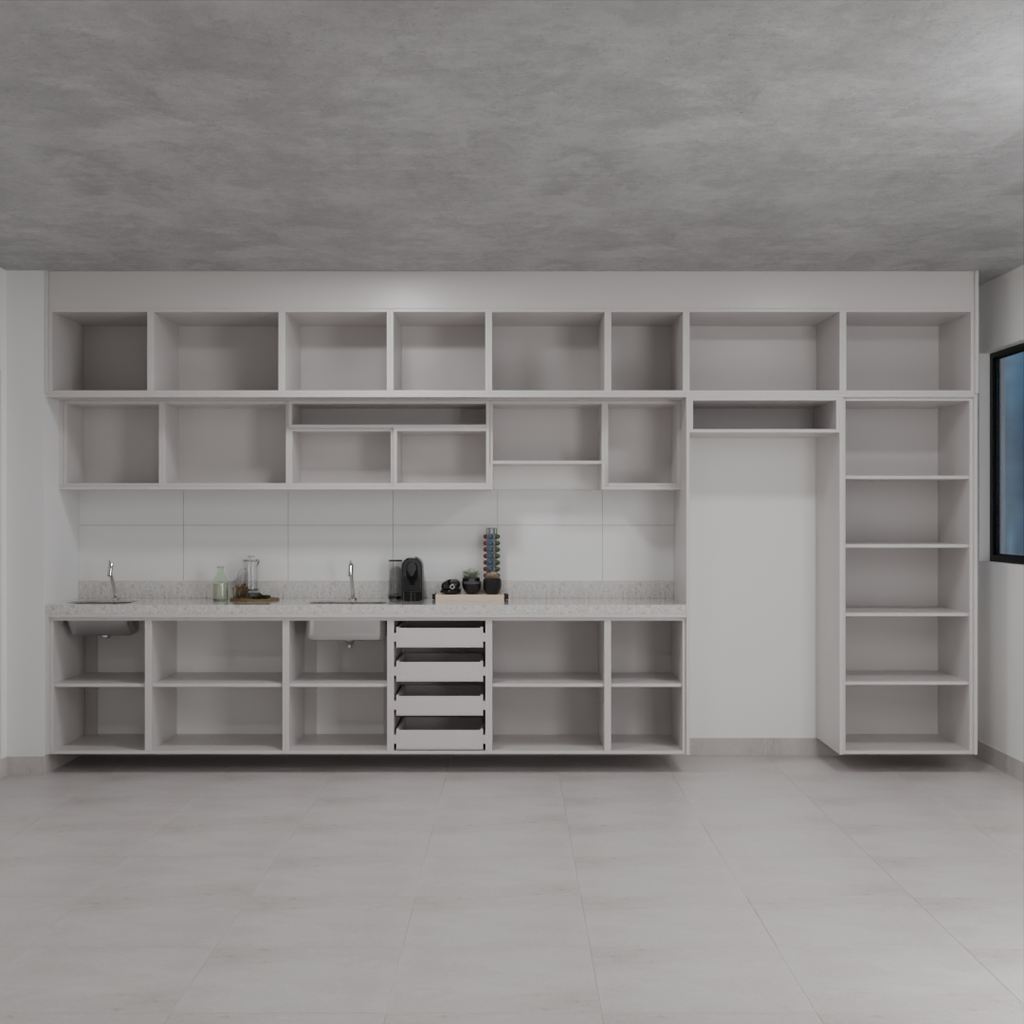 Armário Cozinha Completo Cinza Cobalto (Sudoeste / Bias Fortes – Apt 01 02 05 06)