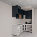 Armário Cozinha Inferior e Superior sem Nicho para Lava e Seca Cinza Cobalto (Sudoeste / Bias Fortes - Apt 09) (CxB)