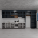 Armário Cozinha Completo Cinza Cobalto com Nicho (Sudoeste / Bias Fortes - Apt 07 11)