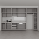 Armário Cozinha Completo Ferragem Oculta Cinza Cobalto (Sudoeste / Bias Fortes - Apt 07 11) (CxB)