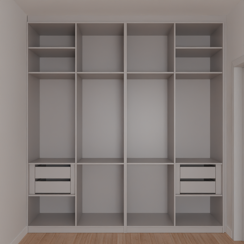 Armário Quarto Casal 4 Portas de Giro com Gavetas Cinza Cobalto (Sudoeste / Bias Fortes - Apt 07 11) (CxB)