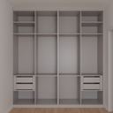 Armário Quarto Casal 4 Portas de Giro com Gavetas Cinza Cobalto (Sudoeste / Bias Fortes - Apt 07 11) (CxB)