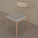 Conjunto de 2 Cadeiras Ceres Ferrati Encosto Palhinha Madeira Imbuia Tecido Cinza Claro 2519