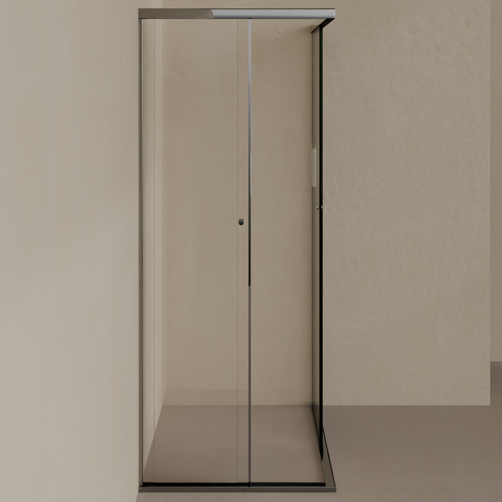 Box Canto de Vidro Temperado 8mm com Perfil Cromado