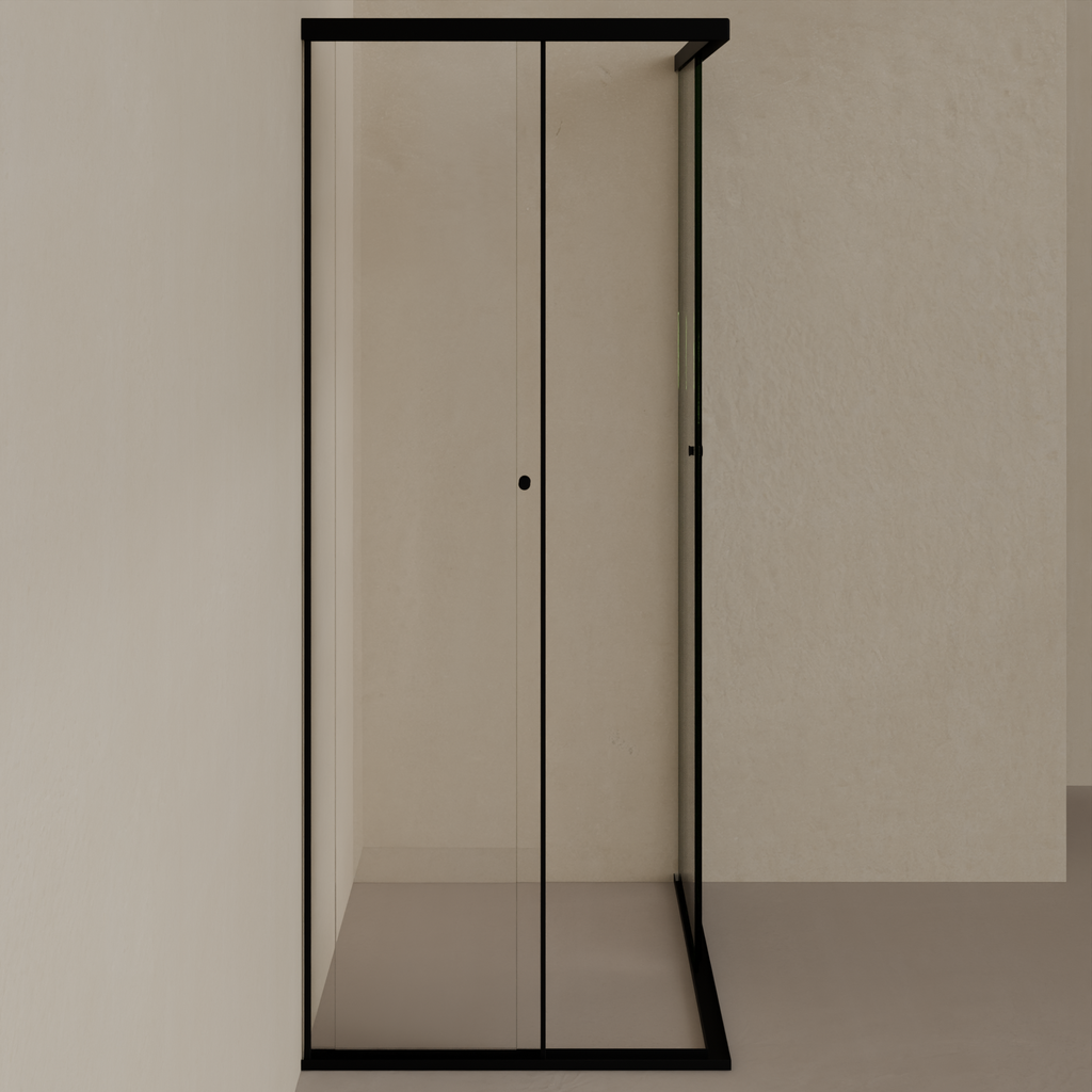 Box Canto de Vidro Temperado 8mm com Perfil Preto