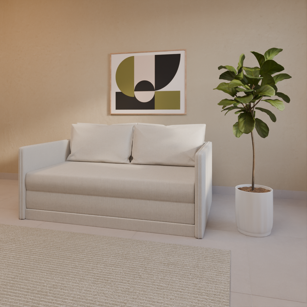 Sofá-Cama Dom Noa Studio 177x107x94cm (LxPxA) Poliéster Cinza Claro