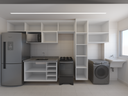Armário Cozinha 4,5m Slim - Cor Branco e Branco