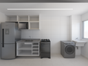 Armário Cozinha Bancada 2m Slim - Cor Branco e Branco