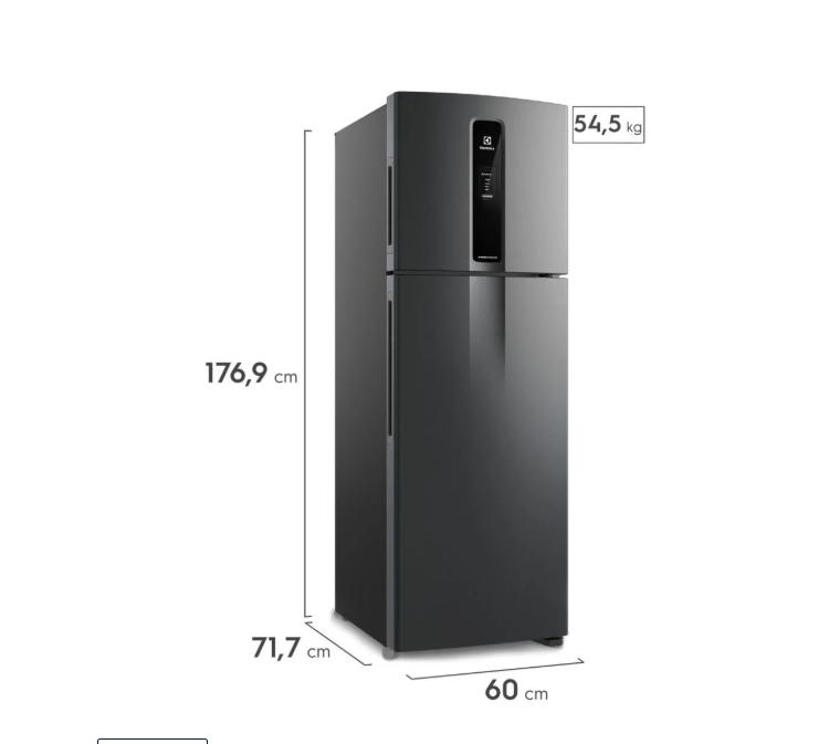 Geladeira Electrolux Frost Free Inverter 390L Efficient AutoSense Duplex Black Inox (IF43B)