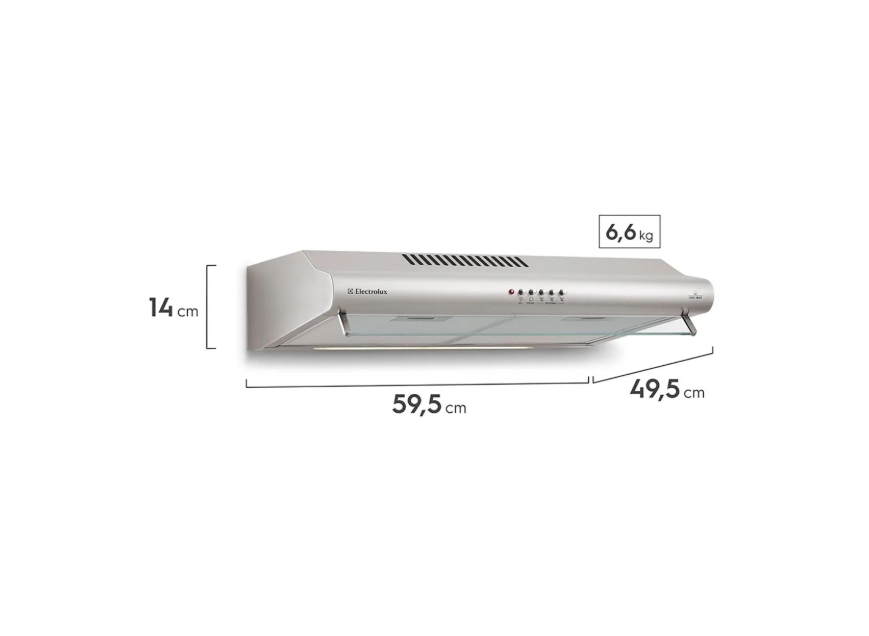 Depurador de Ar Parede Electrolux 60cm Inox com Filtro Lavável e Máscara Captadora de Ar (DE60X)