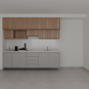 Armário Cozinha Long Stay Cinza Cobalto  e Louro Freijó (Sudoeste / Bias Fortes - Apt 07 e 11)