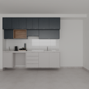 Armário Cozinha Long Stay Cinza Cobalto, Louro Freijó e Azul TX (Sudoeste / Bias Fortes - Apt 07 e 11)