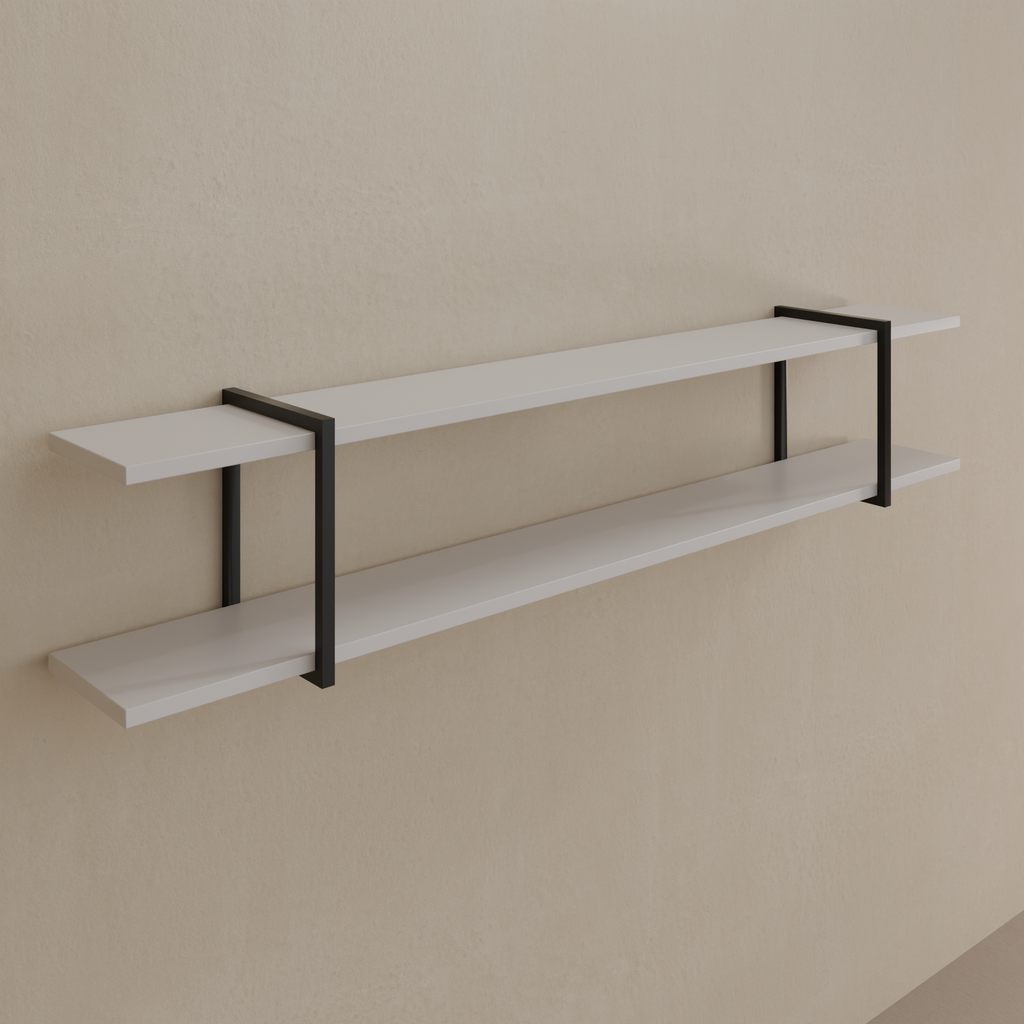 Conjunto de 2 Prateleiras Long Stay Smart 180 cm x 26 cm Cinza