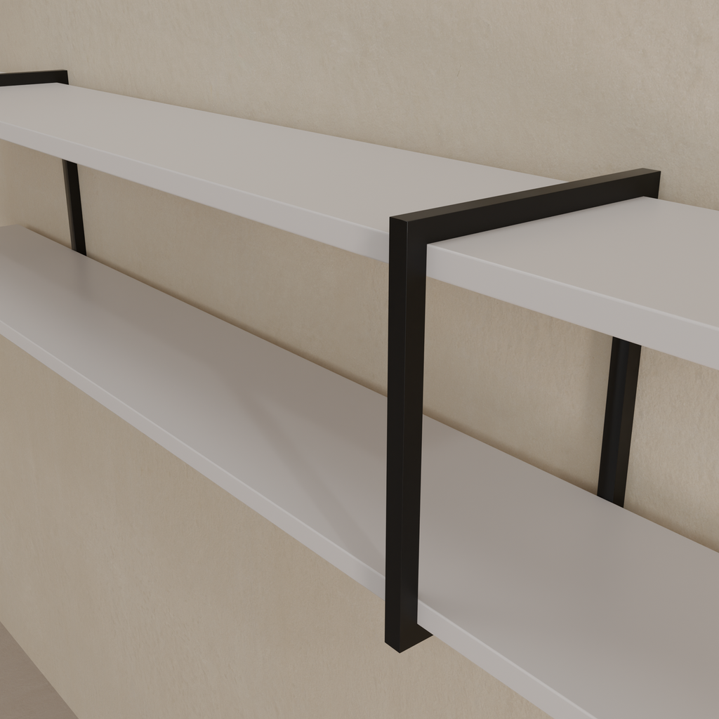 Conjunto de 2 Prateleiras Long Stay Smart 180 cm x 26 cm Cinza