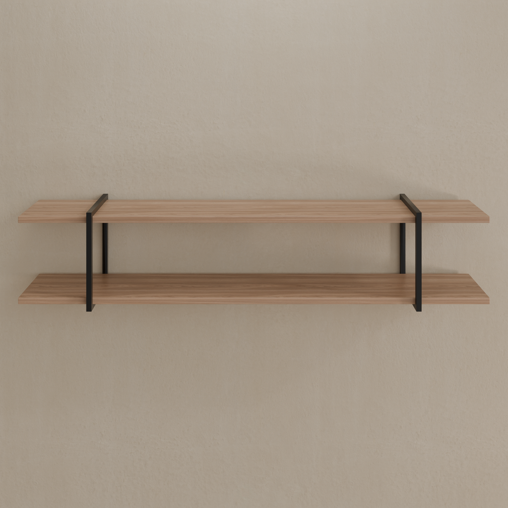Conjunto de 2 Prateleiras Plus Smart 180 cm x 26 cm Louro Freijó