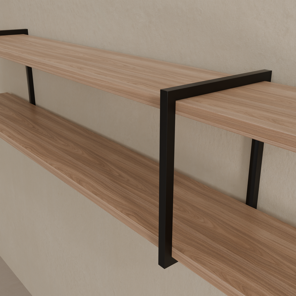 Conjunto de 2 Prateleiras Plus Smart 180 cm x 26 cm Louro Freijó