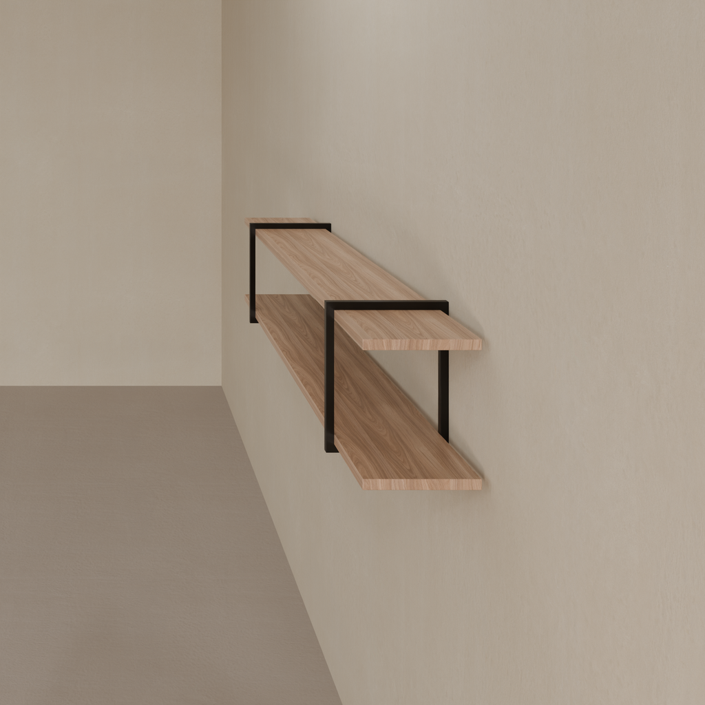 Conjunto de 2 Prateleiras Plus Smart 180 cm x 26 cm Louro Freijó