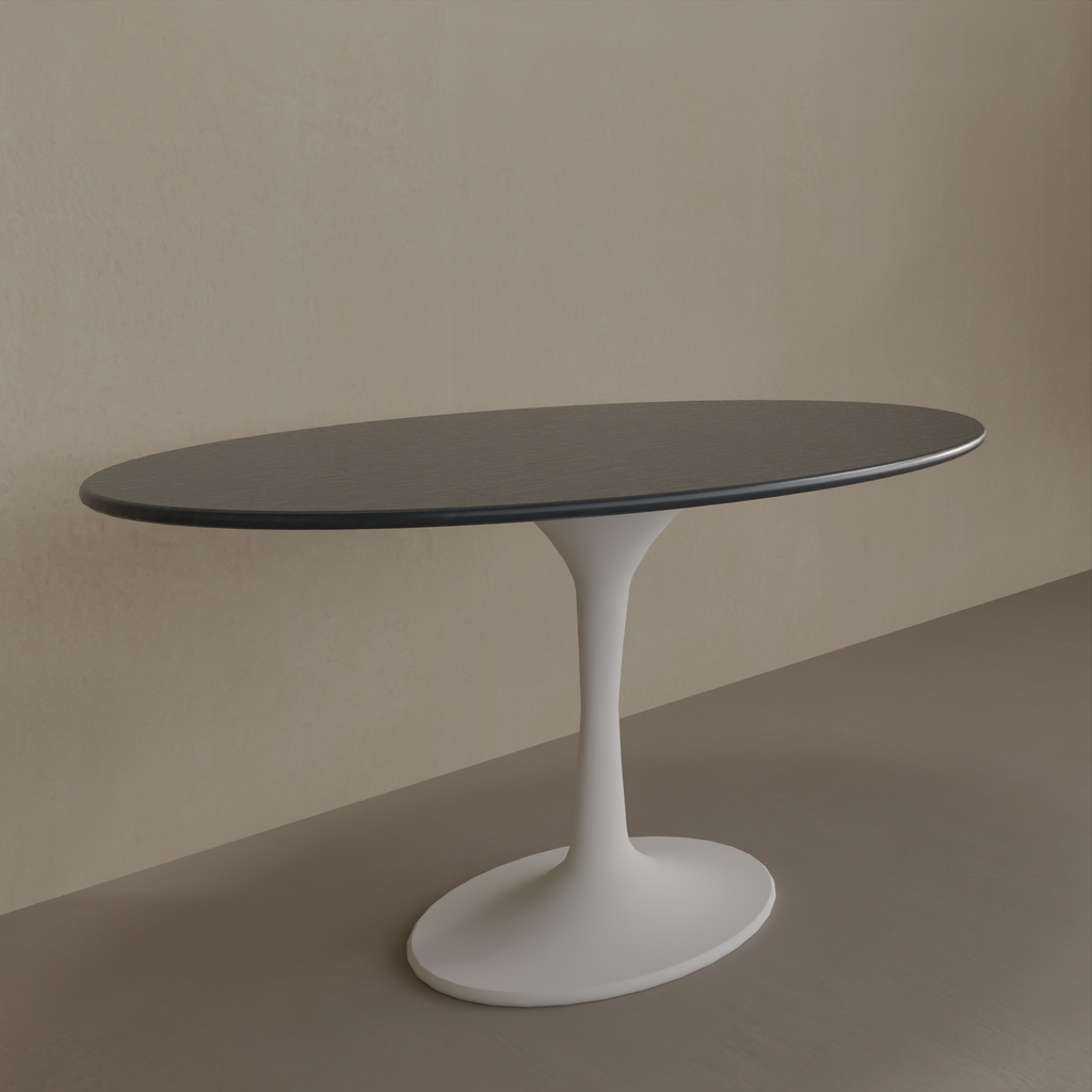 Mesa de Jantar Saarinen Oval 160 x 90 cm Tampo Azul TX Base Branca