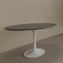 Mesa de Jantar Saarinen Oval 160 x 90 cm Tampo Azul TX Base Branca