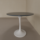 Mesa de Jantar Saarinen Oval 160 x 90 cm Tampo Azul TX Base Branca