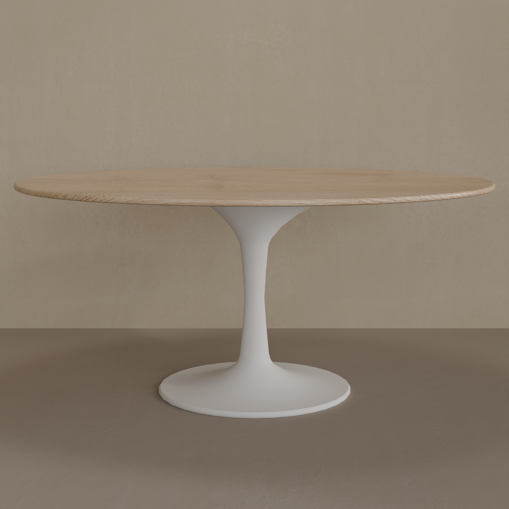 Mesa de Jantar Saarinen Oval 160 x 90 cm Tampo Carvalho Treviso Base Branca