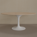 Mesa de Jantar Saarinen Oval 160 x 90 cm Tampo Carvalho Treviso Base Branca