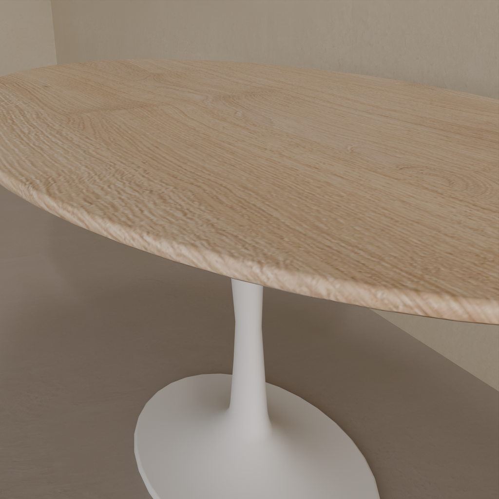 Mesa de Jantar Saarinen Oval 160 x 90 cm Tampo Carvalho Treviso Base Branca