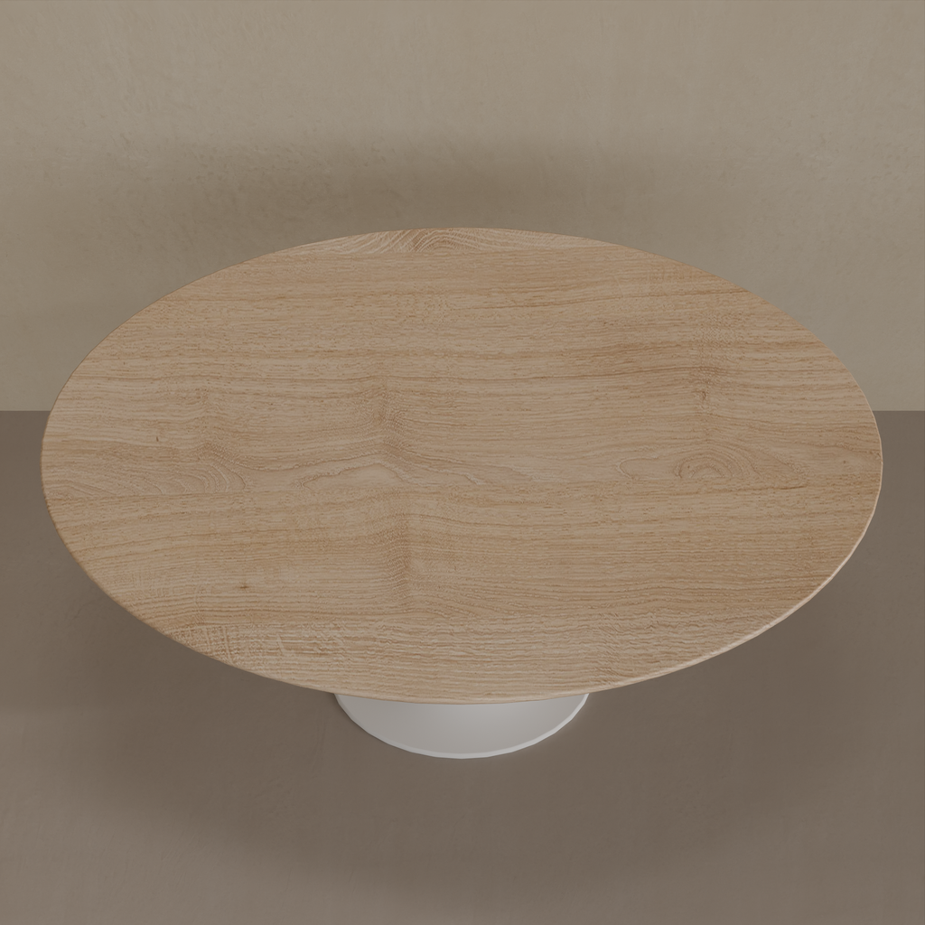 Mesa de Jantar Saarinen Oval 160 x 90 cm Tampo Carvalho Treviso Base Branca