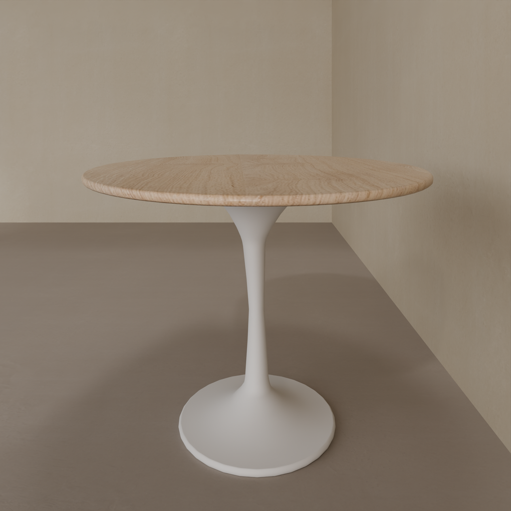 Mesa de Jantar Saarinen Oval 160 x 90 cm Tampo Carvalho Treviso Base Branca