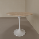 Mesa de Jantar Saarinen Oval 160 x 90 cm Tampo Carvalho Treviso Base Branca