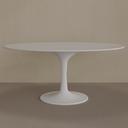 Mesa de Jantar Saarinen Oval 160 x 90 cm Tampo Cinza Cobalto Base Branca