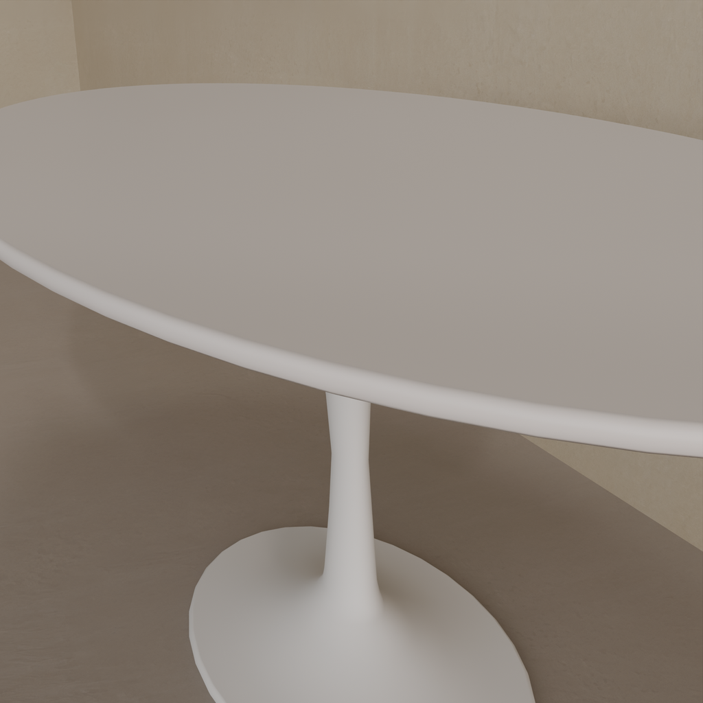 Mesa de Jantar Saarinen Oval 160 x 90 cm Tampo Cinza Cobalto Base Branca
