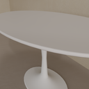Mesa de Jantar Saarinen Oval 160 x 90 cm Tampo Cinza Cobalto Base Branca