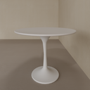 Mesa de Jantar Saarinen Oval 160 x 90 cm Tampo Cinza Cobalto Base Branca