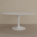 Mesa de Jantar Saarinen Oval 160 x 90 cm Tampo Laca Branca Base Branca